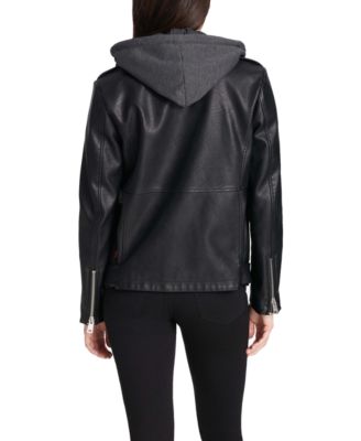 women's moto jacket with hood