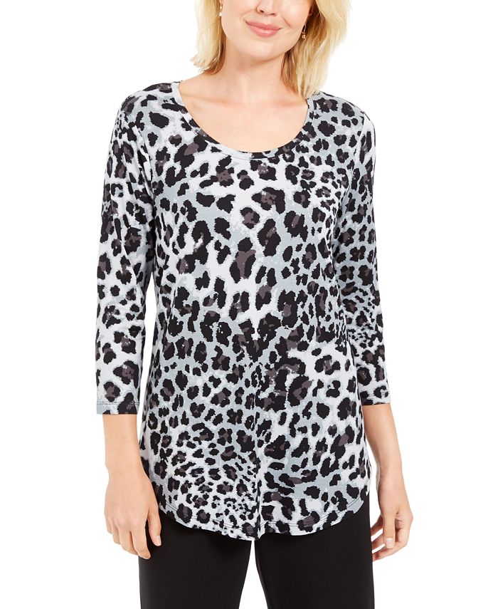 JM Collection Leopard-Print Top, Created For Macy's & Reviews - Tops ...