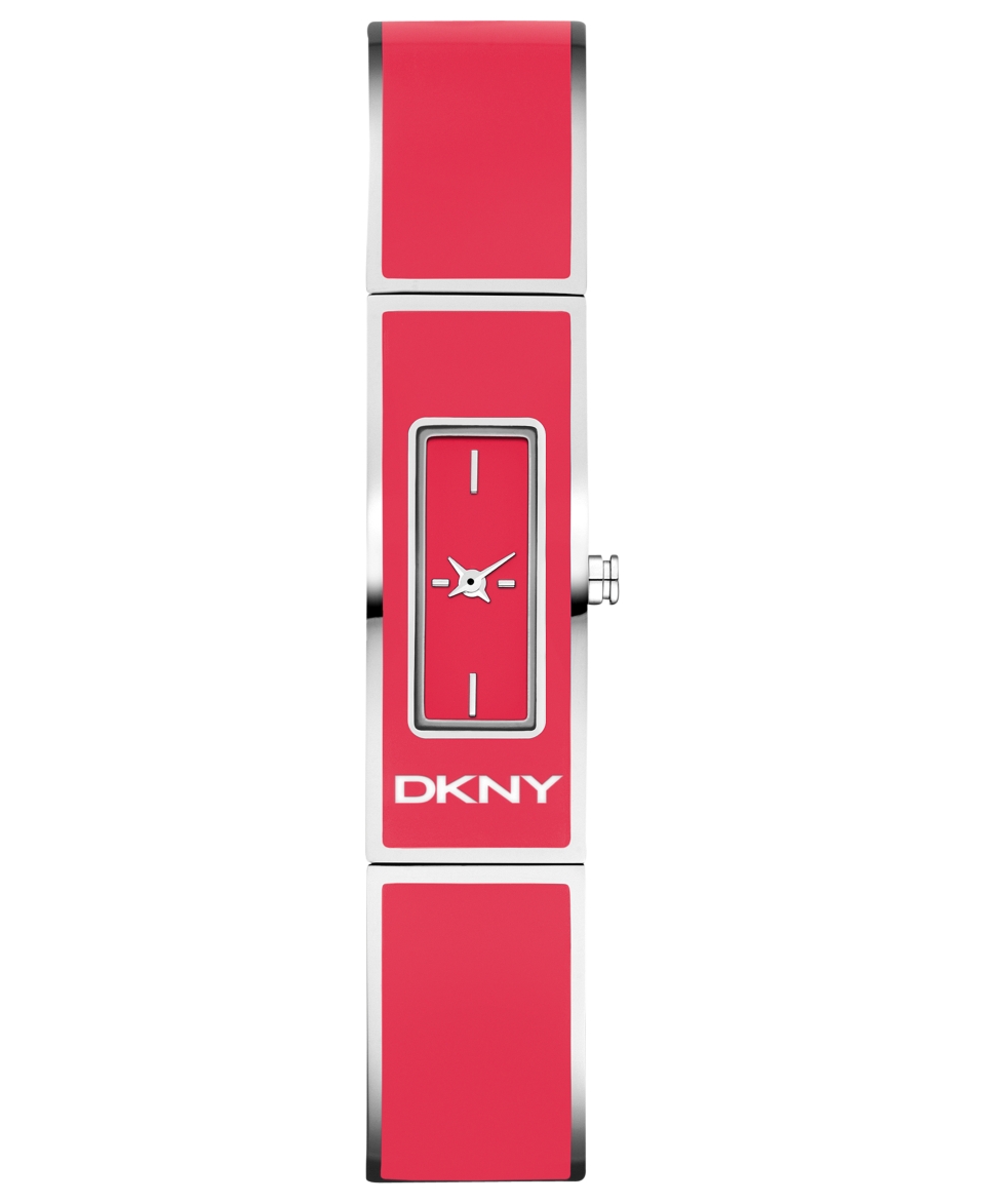 DKNY Watch, Womens Coral Enamel and Stainless Steel Bangle Bracelet 33x13mm NY8758   Watches   Jewelry & Watches