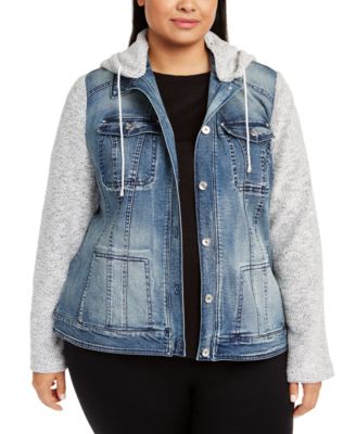 jean jacket with sweater sleeves