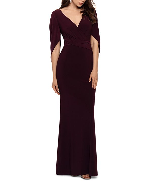betsy and adam satin strappy back gown