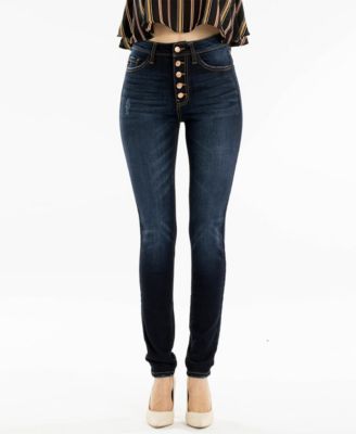 high waisted button jeans