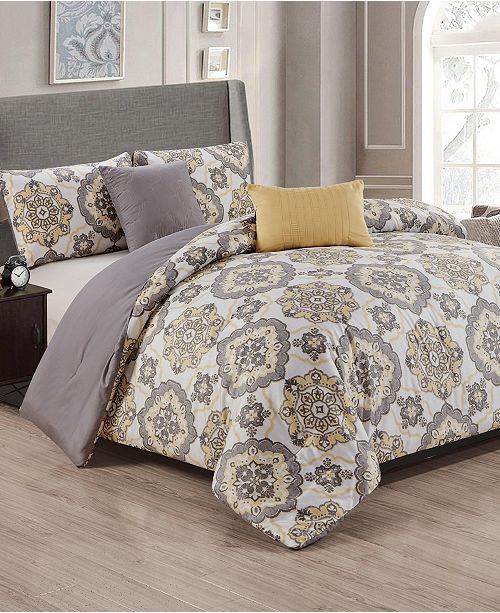 Olivia Gray Liverpool 5 Piece Reversible Queen Comforter Set Reviews Bed In A Bag Bed Bath Macy S