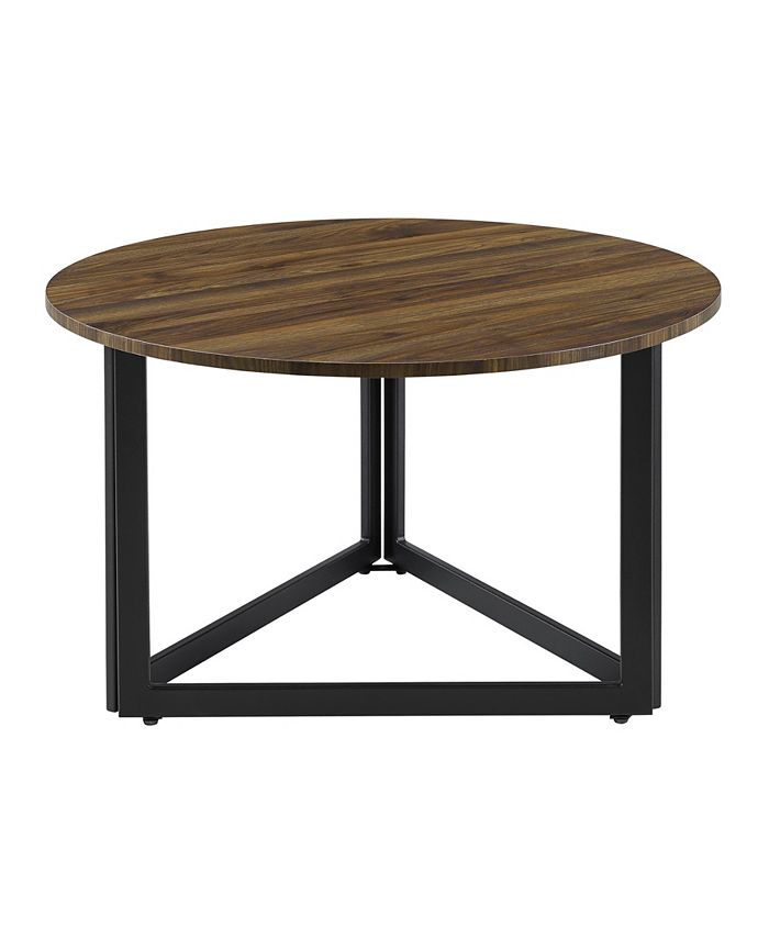 Walker Edison Modern Metal Base Round Coffee Table & Reviews