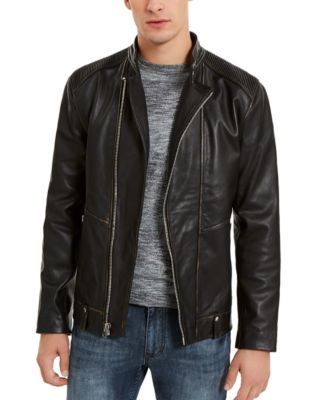 macy's inc faux leather jacket