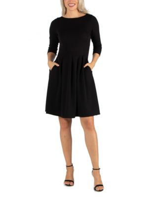 women's black fit and flare dress