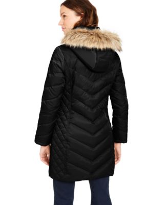 kenneth cole faux fur hood zip front puffer jacket