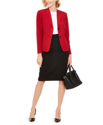 red pencil skirt suit