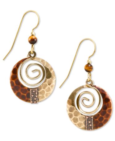 Silver Forest Earrings, Gold-Tone Hammered Loop Drop Earrings - Jewelry ...