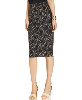 Vince Camuto Skirt, Long Lace-Print Pencil - Skirts - Women - Macy's