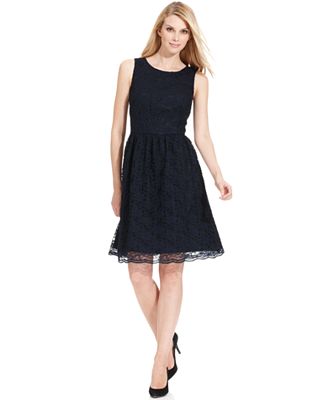 Calvin Klein Dress, Sleeveless Lace A-line - Dresses - Women - Macy's
