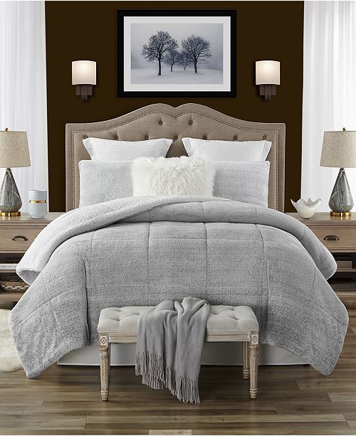 Cathay Home Inc Plush Faux Fur And Sherpa Reversible Full Queen Comforter Set Reviews Bed In A Bag Bed Bath Macy S
