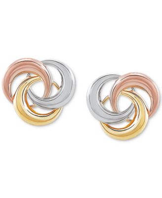 Серьги-гвоздики Macy's Tricolor Love Knot 10k, золотые