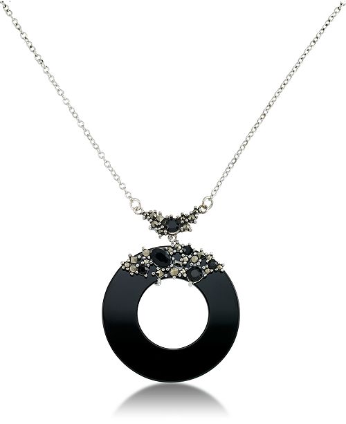 Macy S Marcasite And Onyx Disc And Faceted Onyx 18 Necklace In Sterling Silver Reviews Necklaces Jewelry Watches Macy S
