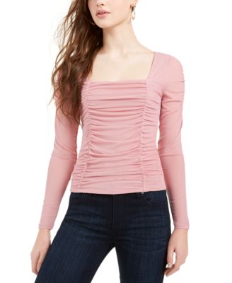 Crave Fame Juniors' Ruched Mesh Top 
