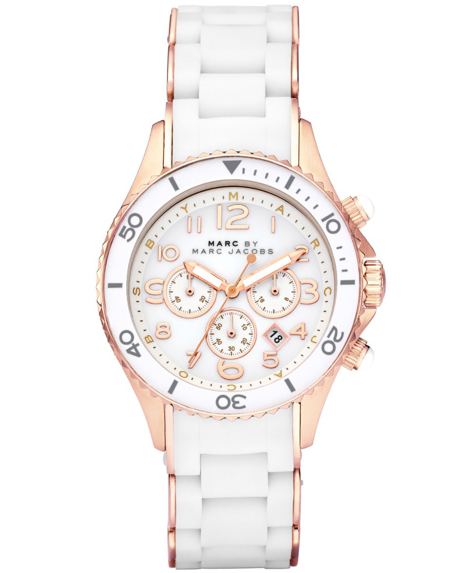 Marc by Marc Jacobs Watch, Unisex Chronograph Black Silicone Wrapped Rose Gold Tone Stainless Steel Bracelet MBM2553   Watches   Jewelry & Watches