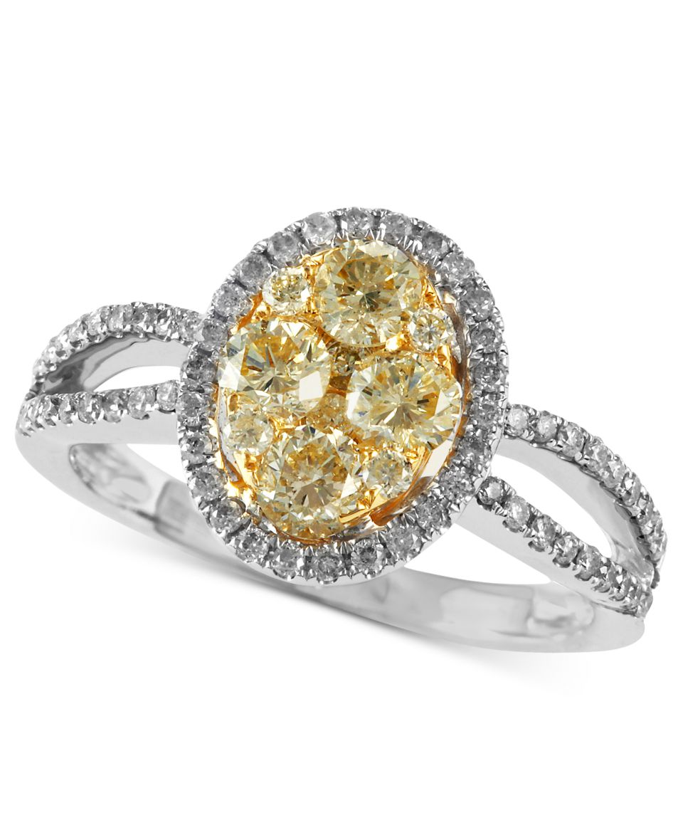 Soleil by EFFY Yellow and White Diamond Engagement Ring in 14k Gold and 14k White Gold (7/8 ct. t.w.)   Rings   Jewelry & Watches