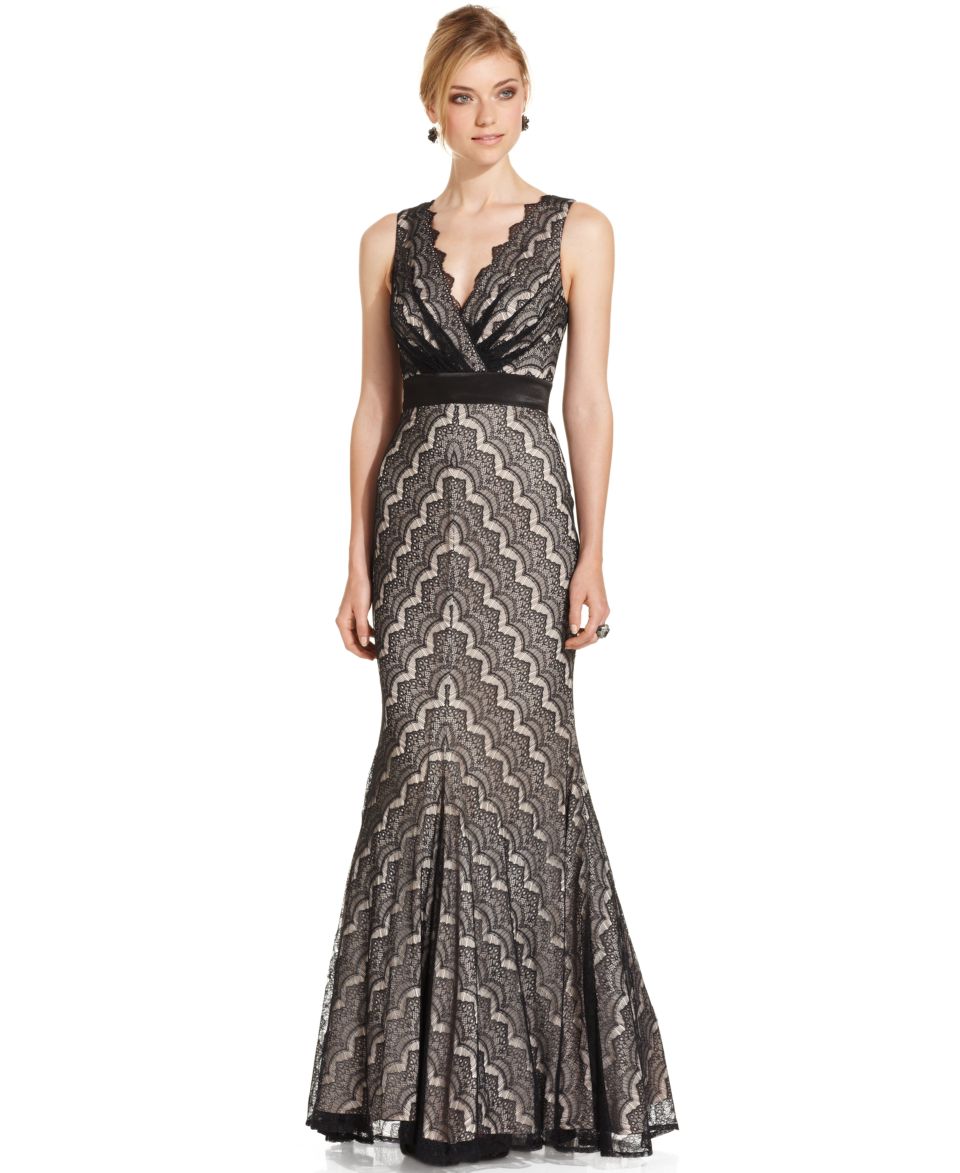 Lauren Ralph Lauren Sleeveless Crystal Embellished Drape Neck Gown   Dresses   Women