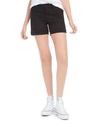 super high waisted black denim shorts