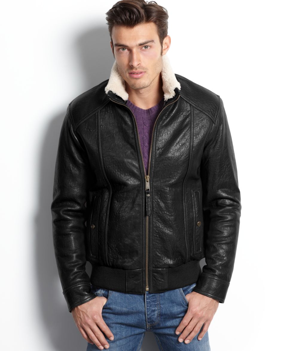 Marc New York Jacket, Nathan Rugged Lamb Leather Shearling Collar Jacket   Coats & Jackets   Men