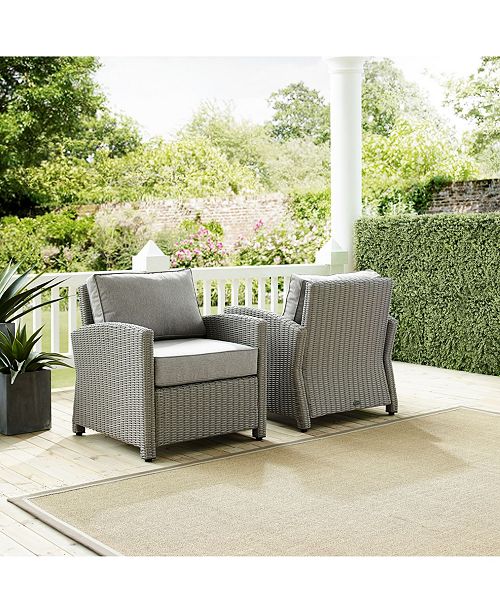 Crosley Bradenton 2 Piece Outdoor Wicker Chair Set Reviews Furniture Macy S