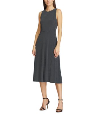 ralph lauren satin trim fit and flare dress