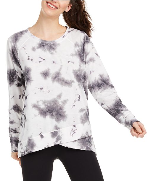Ideology Tie-Dyed Crossover Hem Top, Created for Macy's & Reviews - Tops -  Women - Macy's
