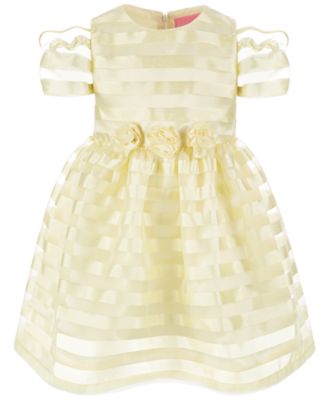 Rare Editions Little Baby Girls 12M-6X Yellow Striped Floral Eyelet Summer Party Dress
