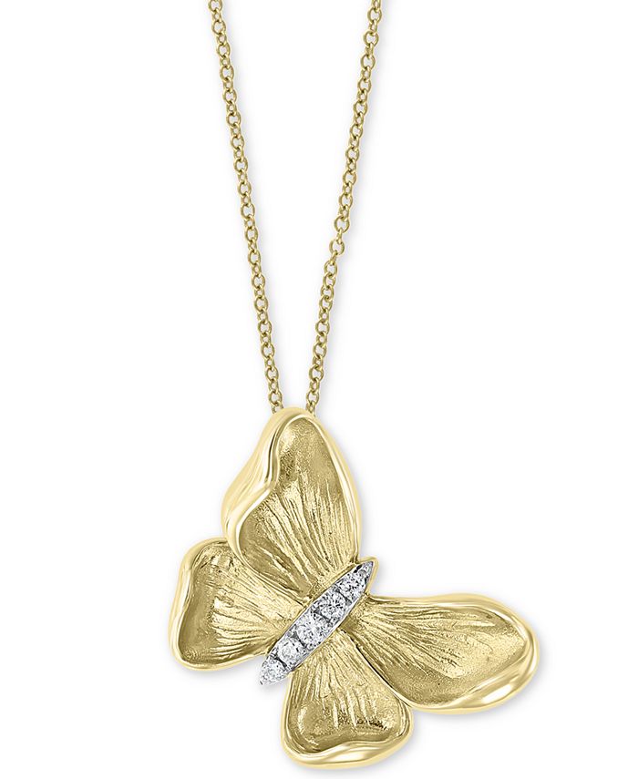 EFFY Collection EFFY® Diamond Butterfly 18" Pendant Necklace (1/10 ct