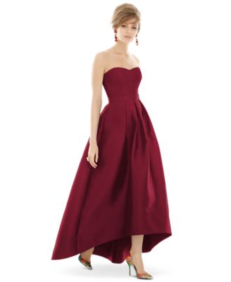 macy's red high low dress