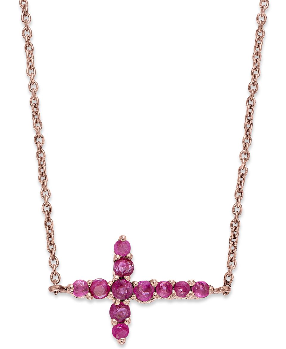 10k Rose Gold Necklace, Ruby Sideways Cross Pendant (3/8 ct. t.w.)   Necklaces   Jewelry & Watches