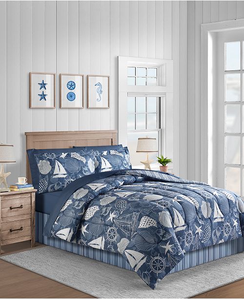 Fairfield Square Collection Seashell Reversible 8 Pc Comforter Set Reviews Bed In A Bag Bed Bath Macy S