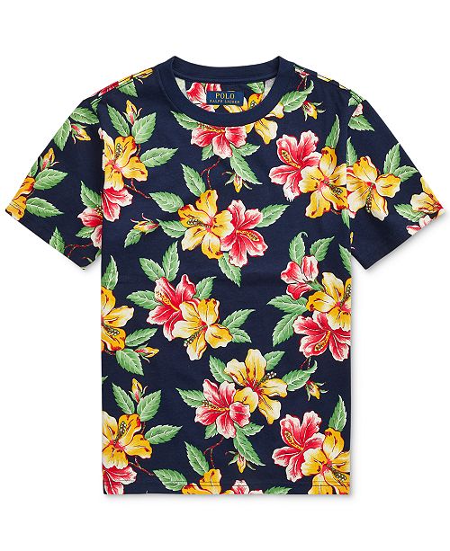 polo ralph lauren big boys floral print cotton jersey t shirt reviews shirts tops kids macy s polo ralph lauren big boys floral print