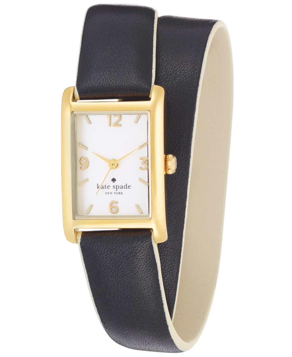 kate spade new york Watch, Womens Cooper Black Double Wrap Leather Strap 32x21mm 1YRU0247   Watches   Jewelry & Watches