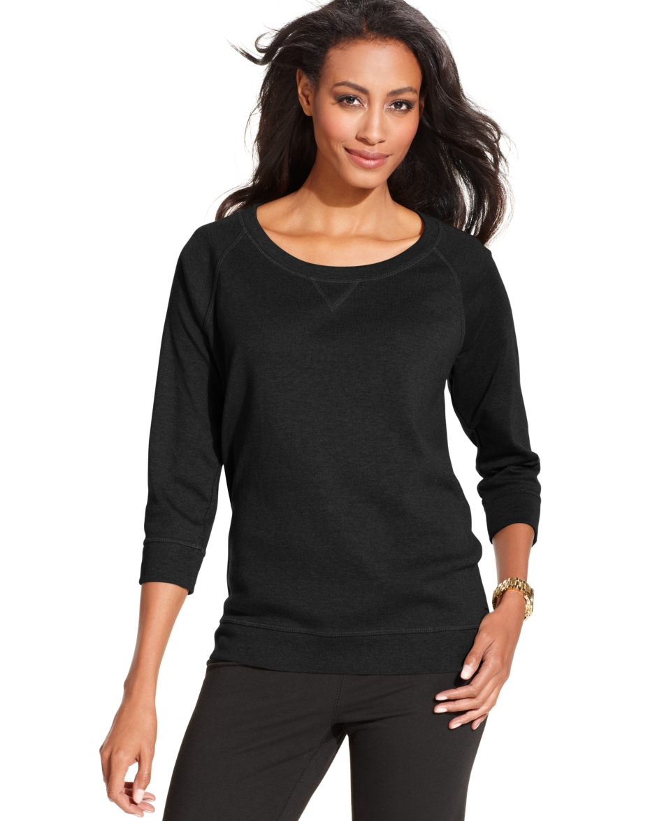 Style&co. Sport Plus Size Three Quarter Sleeve Sweatshirt   Plus Sizes