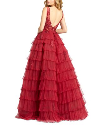 off the shoulder tiered ball gown mac duggal