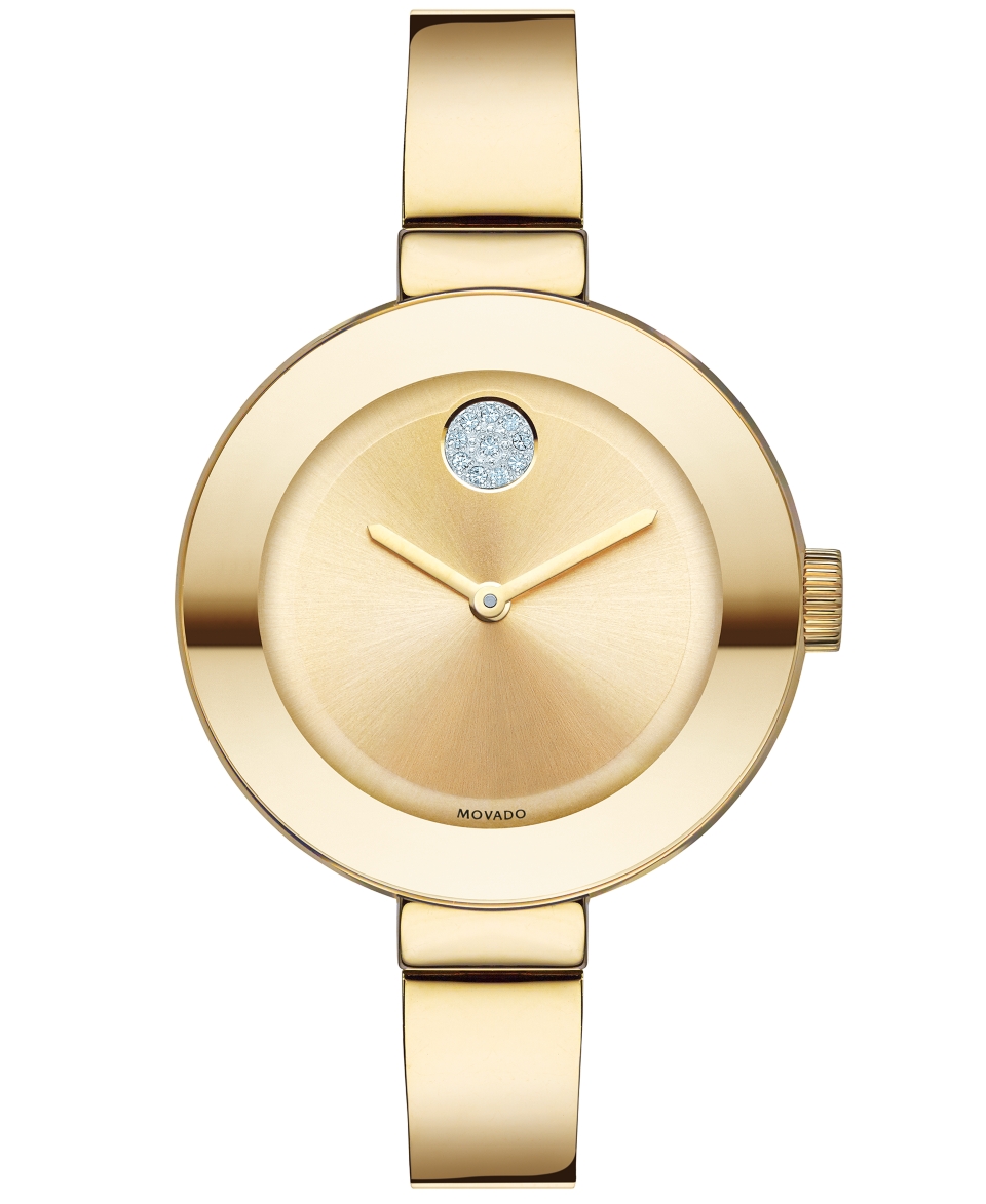 Movado Womens Swiss Bold Gold Ion Plated Stainless Steel Bangle Bracelet Watch 34mm 3600201   Watches   Jewelry & Watches