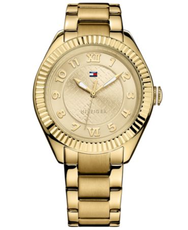 Tommy Hilfiger Watch, Women's Gold-Tone Stainless Steel Bracelet 41mm ...