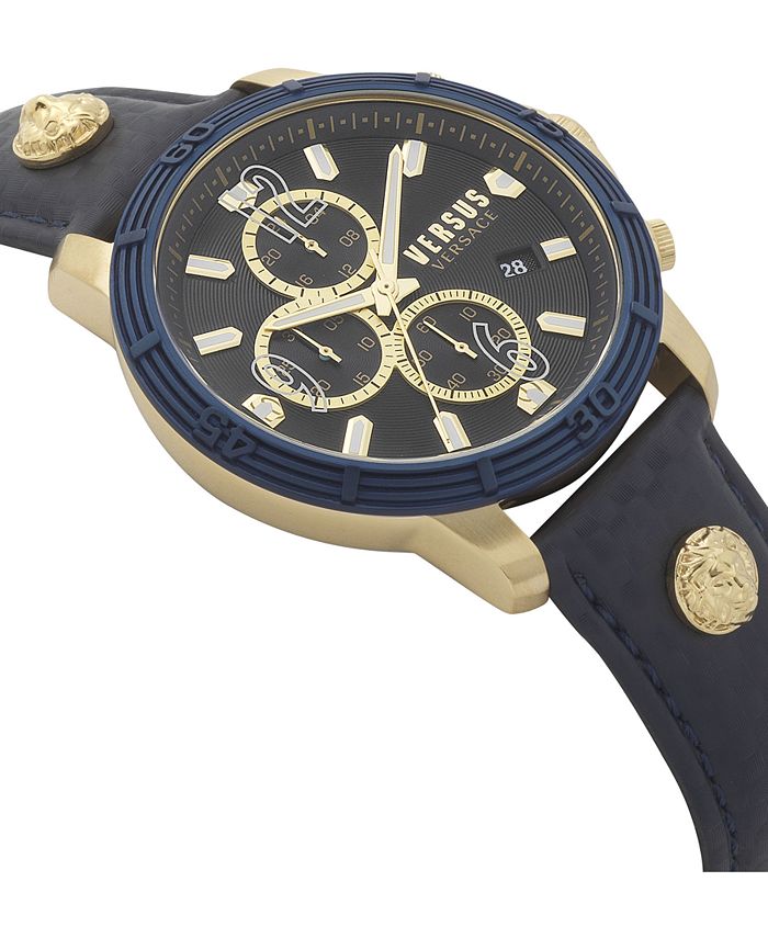 Versus by Versace Men's Chronograph Bicocca Blue Leather Strap Watch