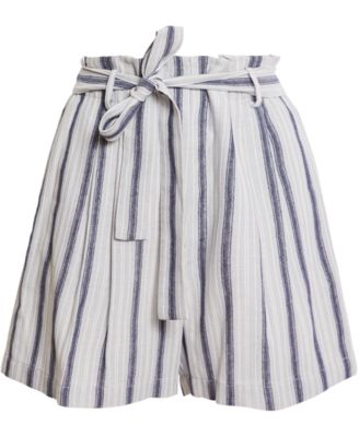 striped tie waist shorts