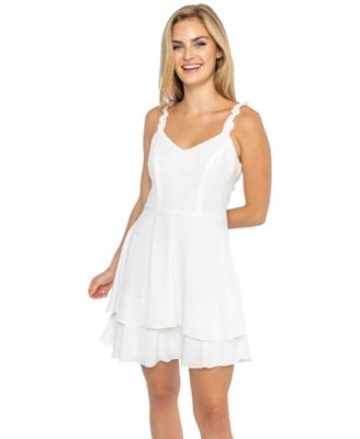 ruffle sleeve fit and flare dress