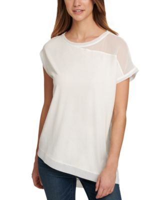 dkny mixed media top