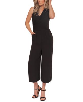 black wrap culotte jumpsuit