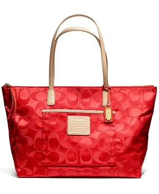 COACH LEGACY WEEKEND SIGNATURE NYLON EAST/WEST ZIP TOP TOTE - COACH ...