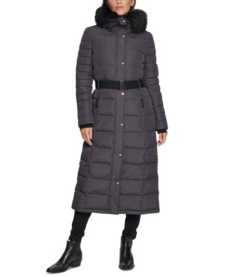 calvin klein hooded maxi down coat