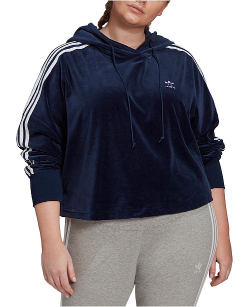 Adidas Plus Size Velour Cropped Hoodie Reviews Tops Plus Sizes Macy S
