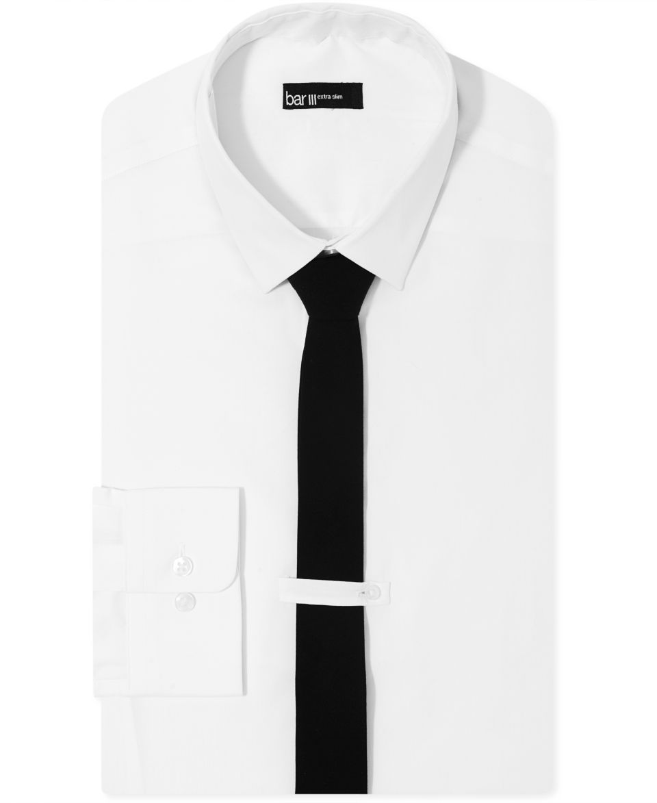 Bar III Dress Shirt, Slim Fit White Solid Long Sleeved Shirt with Glow
