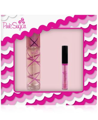 Розовый сахар, 2 шт. Подарочный набор туалетной воды и блеска для губ