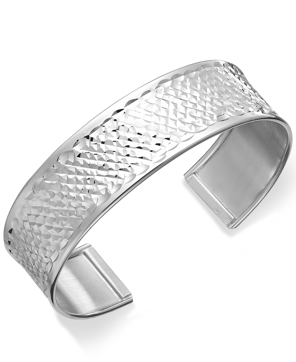 Sterling Silver Bracelet, Diamond Cut Cuff Bracelet   Bracelets   Jewelry & Watches