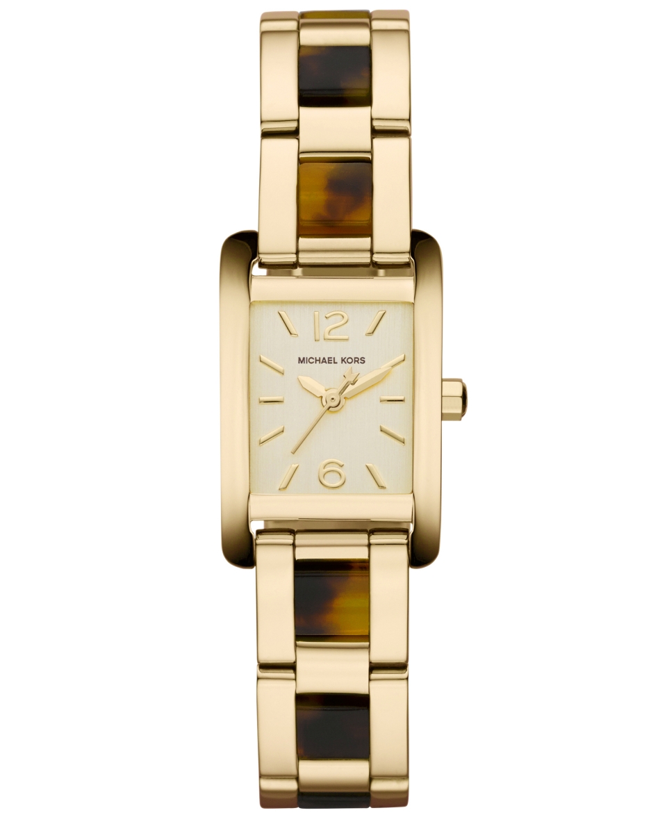 Michael Kors Womens Taylor Tortoise and Gold Tone Stainless Steel Bracelet Watch 22x20mm MK4277   Watches   Jewelry & Watches